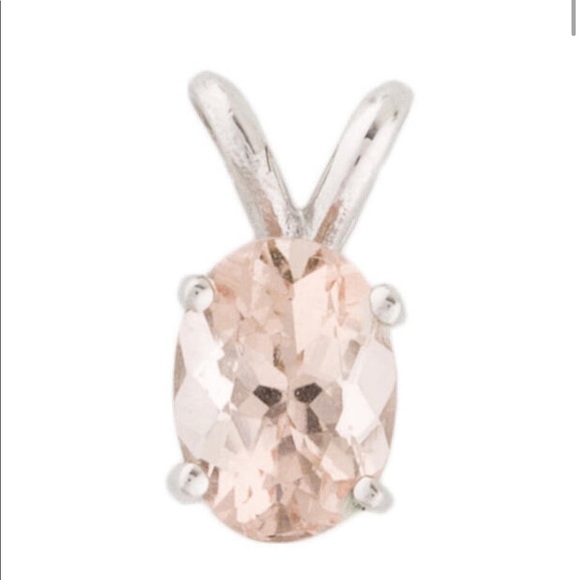 New 14k White Gold Morganite Pendant